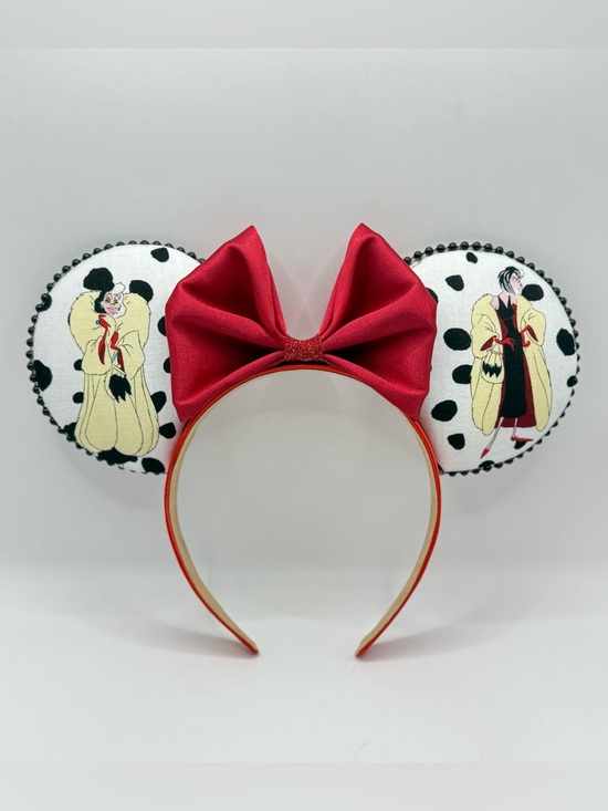 Hand Crafted Accessories - Disney Villains Cruella Handmade Minnie Ears